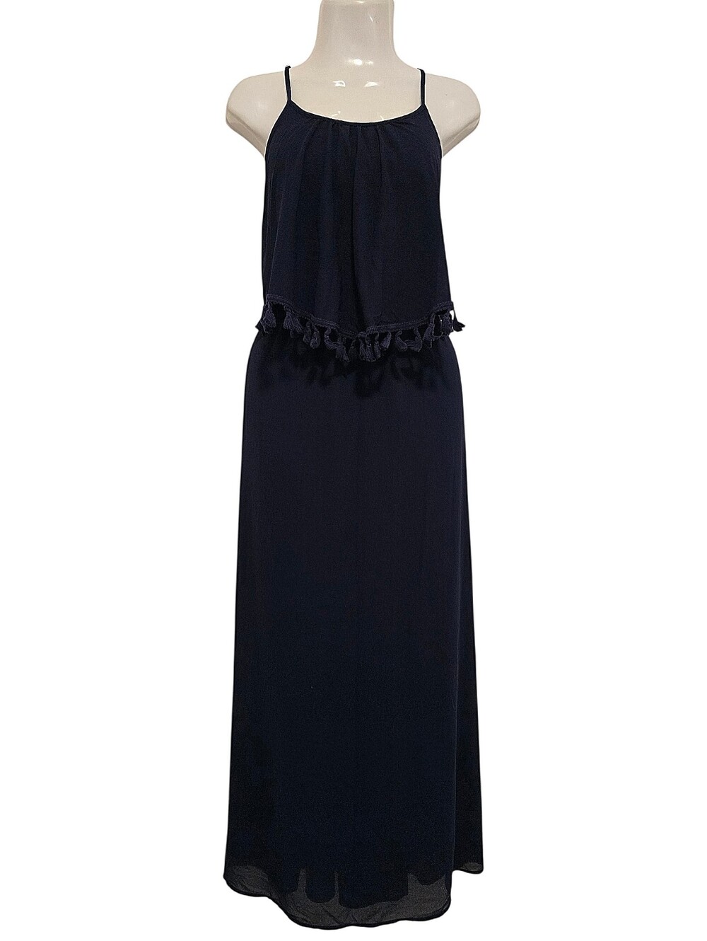Xhilaration - Blue Spaghetti-Strap Maxi Dress with Tassel Trim